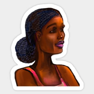 Afro queen III - Mahagony brown skin girl with braided,  black African woman Sticker